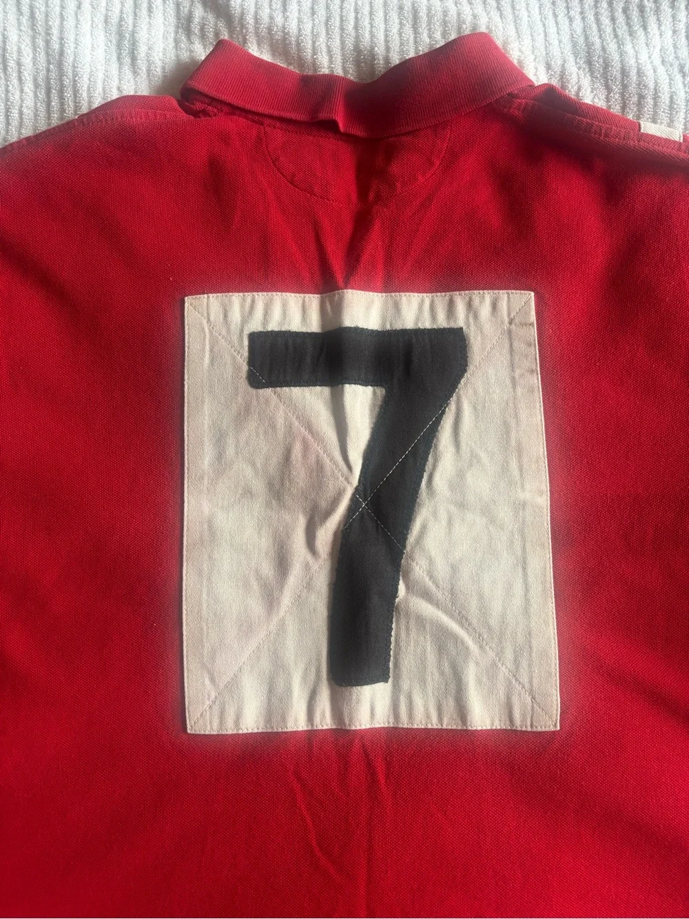 Ralph Lauren mens XL Red Polo rugby with White Chevron Stripes
